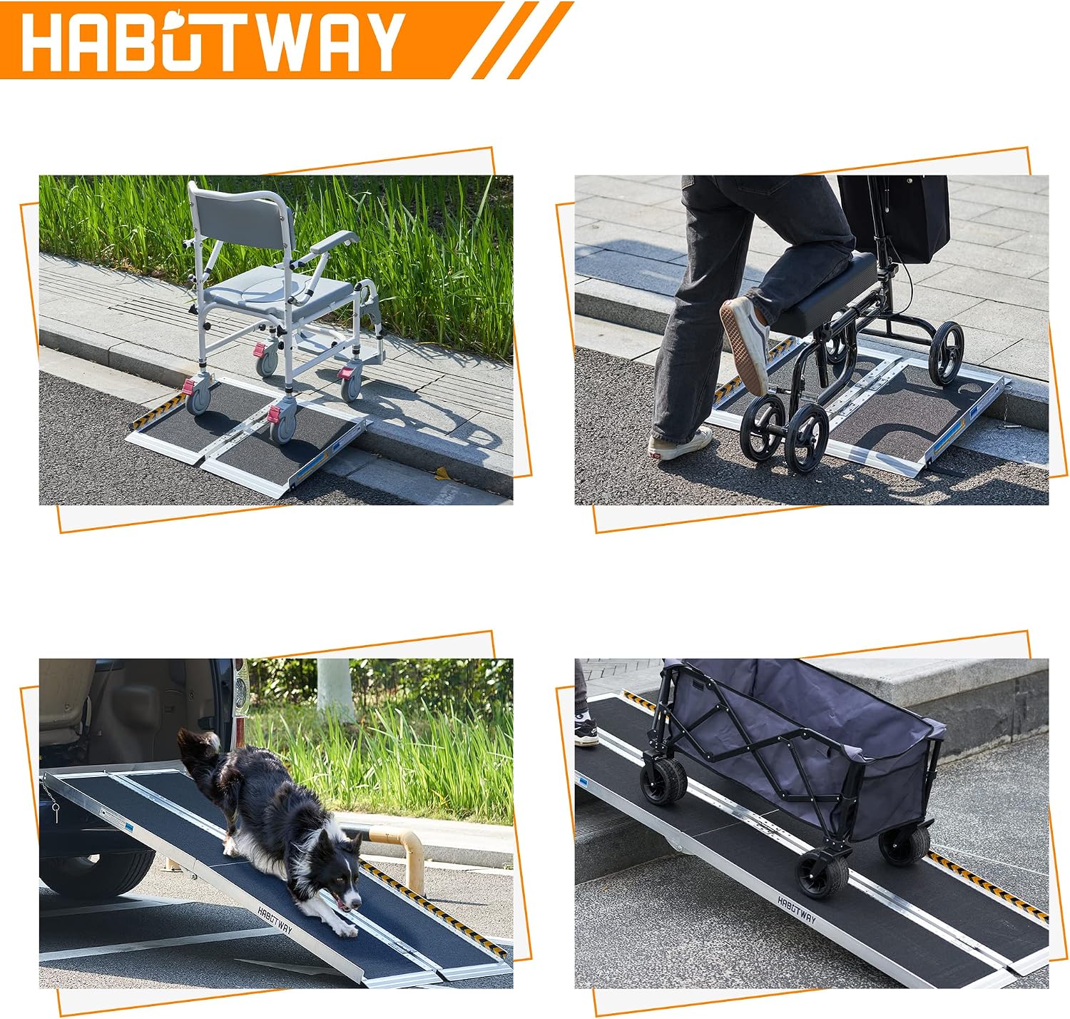 HABUTWAY 5ft Wheelchair Ramp, Portable Wheelchair Ramps for Home Steps, Double Non-Skid Ramps Hold Up to 800Lbs, Threshold Ramp for Home,Stairs, Curbs,Steps,Doorway